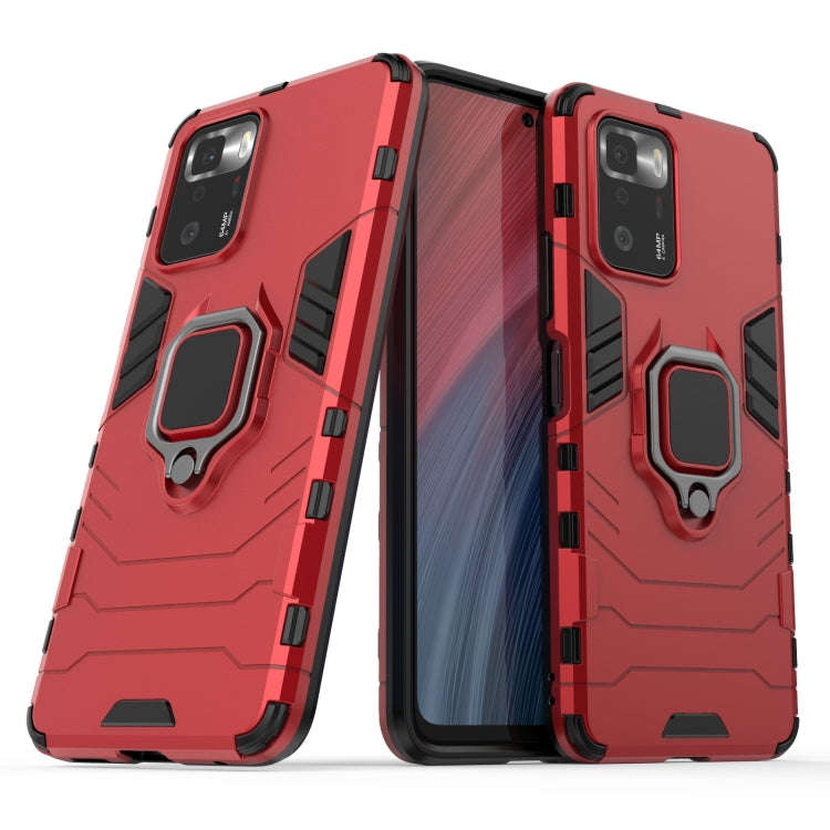 For Xiaomi Redmi Note 10 Pro 5G Shockproof PC + TPU Protective Case with Magnetic Ring Holder(Red)