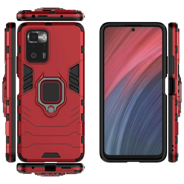 For Xiaomi Redmi Note 10 Pro 5G Shockproof PC + TPU Protective Case with Magnetic Ring Holder(Red)