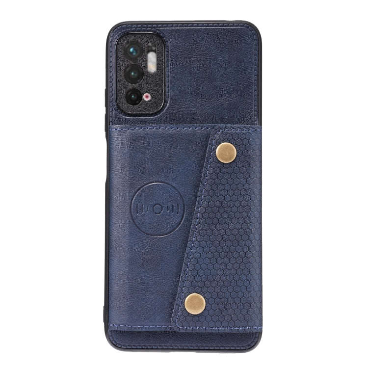 For Xiaomi Redmi Note 10 5G Double Buckle PU + TPU Shockproof Magnetic Protective Case with Card ...
