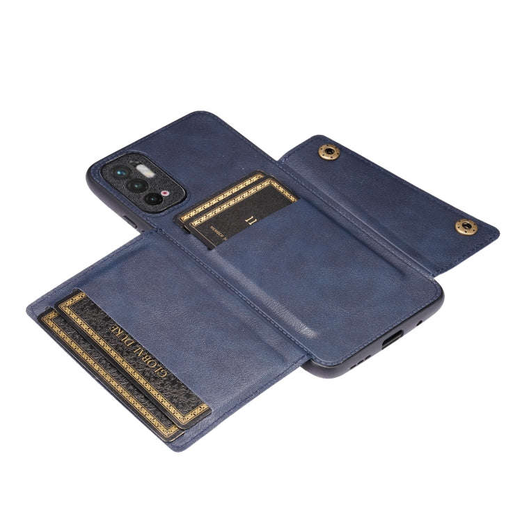 For Xiaomi Redmi Note 10 5G Double Buckle PU + TPU Shockproof Magnetic Protective Case with Card ...