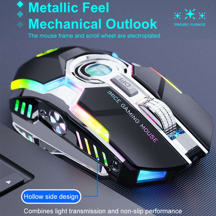 iMICE G7 Colorful Streamer Lights Rechargeable Silent Wireless Mouse(Black)