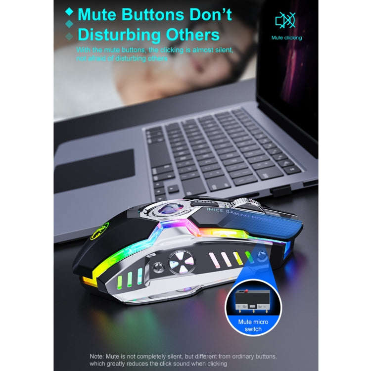 iMICE G7 Colorful Streamer Lights Rechargeable Silent Wireless Mouse(Black)