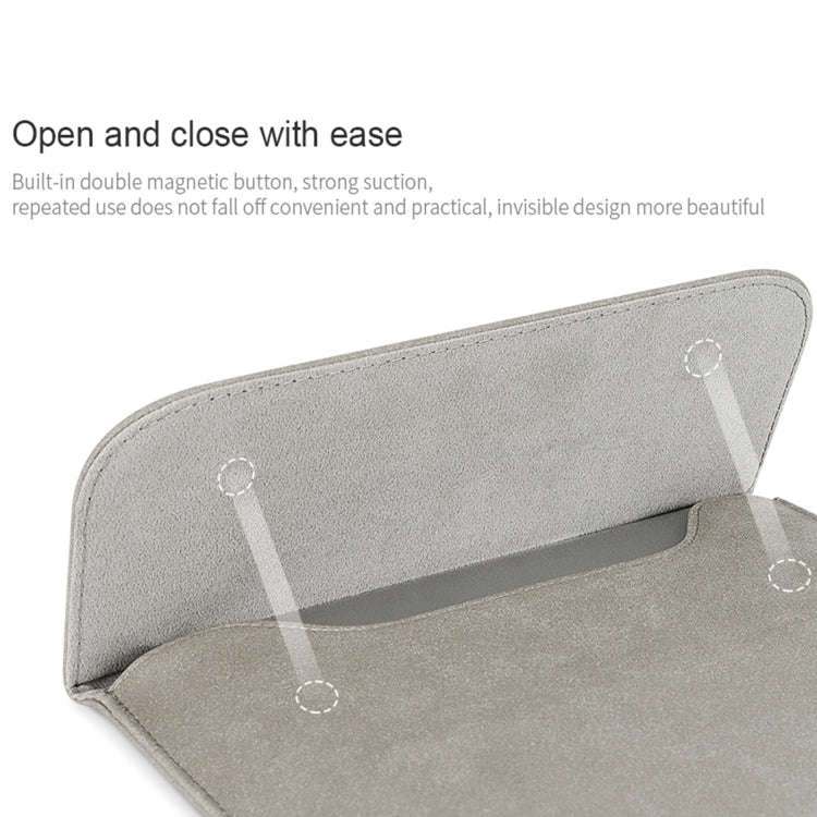 PU02 Ultra-thin Notebook Liner Bag with Small Bag, Size:14.1-15.4 inch(Light Grey)