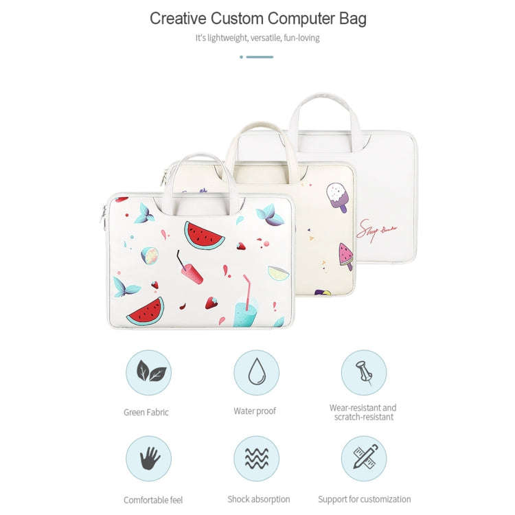 ST01KT Lightweight PU Printed Laptop Bag, Size:14.1-15.4 inch(Ice Cream)