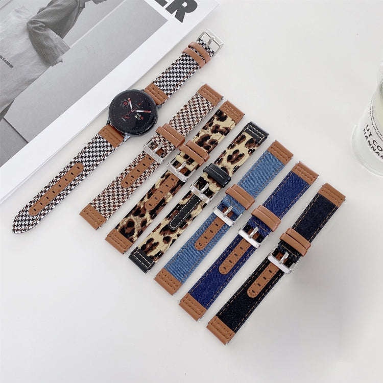 20mm Denim Leather Watch Band(Brown Leopard)
