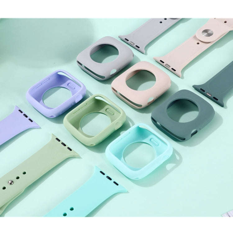 Silicone Watch Band + Watch Protective Case Set For Apple Watch Series 3 & 2 & 1 38mm(Wine Red)