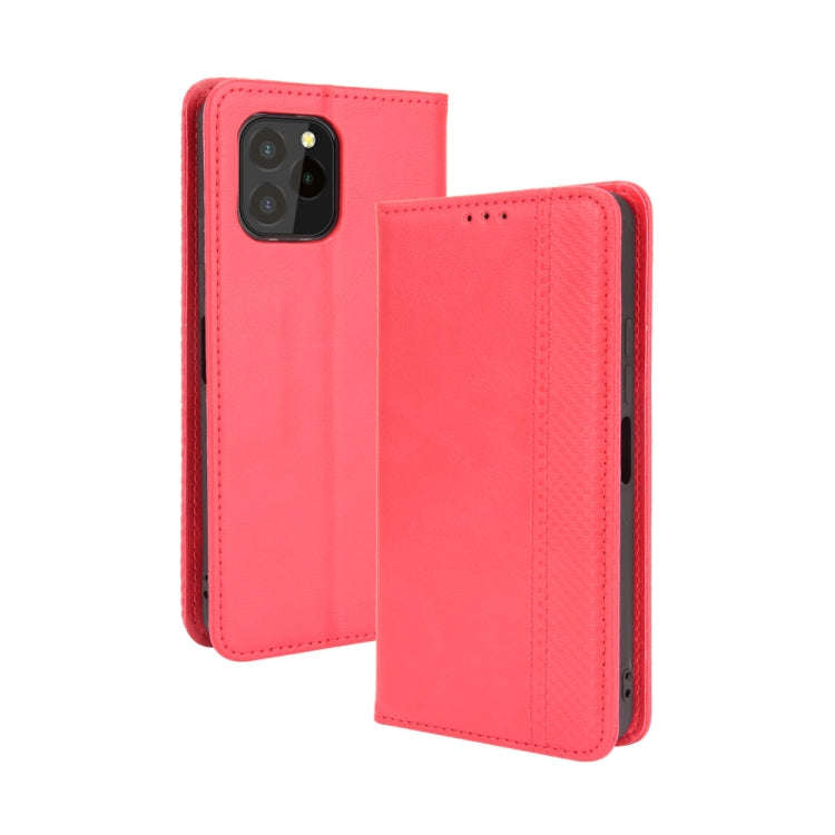 For Oukitel C21 Pro Magnetic Buckle Retro Crazy Horse Texture Horizontal Flip Leather Case with H...