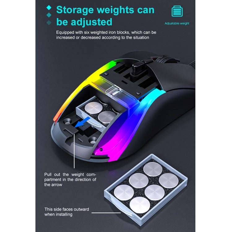 iMICE T60 7-key Custom Colorful Luminous Wired Honeycomb Gaming Mouse, Cable Length: 1.8m(Black)