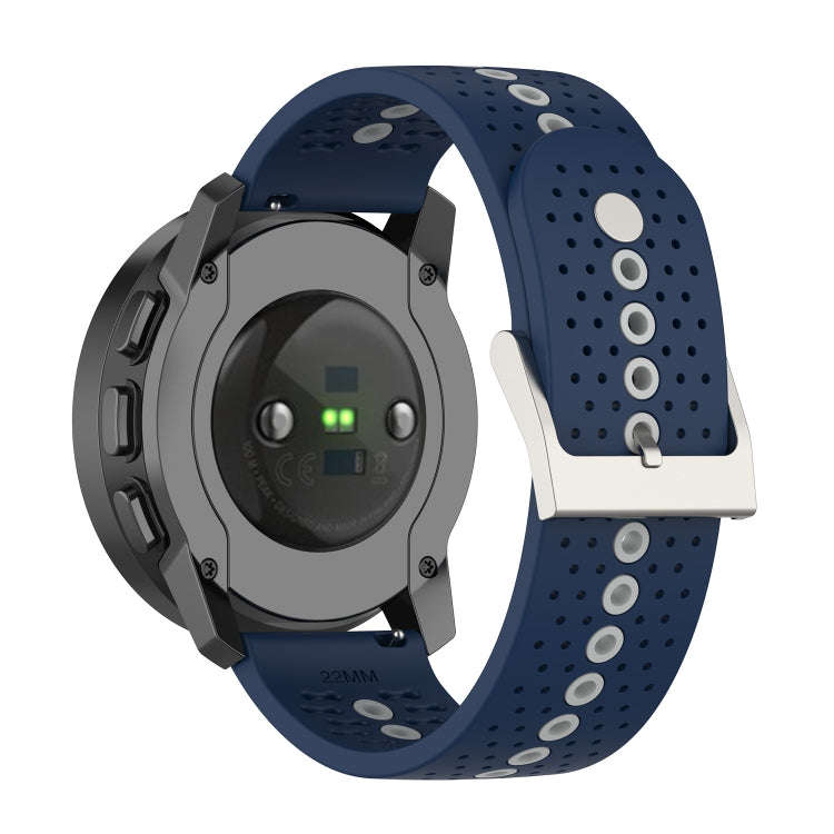 For Suunto 9 Peak Universal Colorful Hole Silicone Watch Band(Midnight Blue Grey)