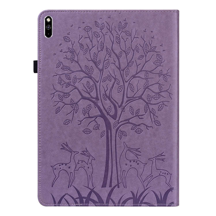For Huawei MatePad Pro 10.8 2021 Tree & Deer Pattern Pressed Printing Horizontal Flip PU Leather ...
