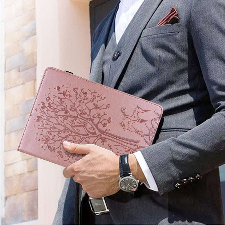 For Huawei MatePad Pro 10.8 2021 Tree & Deer Pattern Pressed Printing Horizontal Flip PU Leather ...