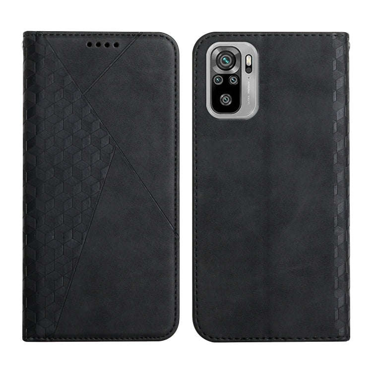 For Xiaomi Redmi Note 10 4G Diamond Pattern Splicing Skin Feel Magnetic Horizontal Flip Leather C...