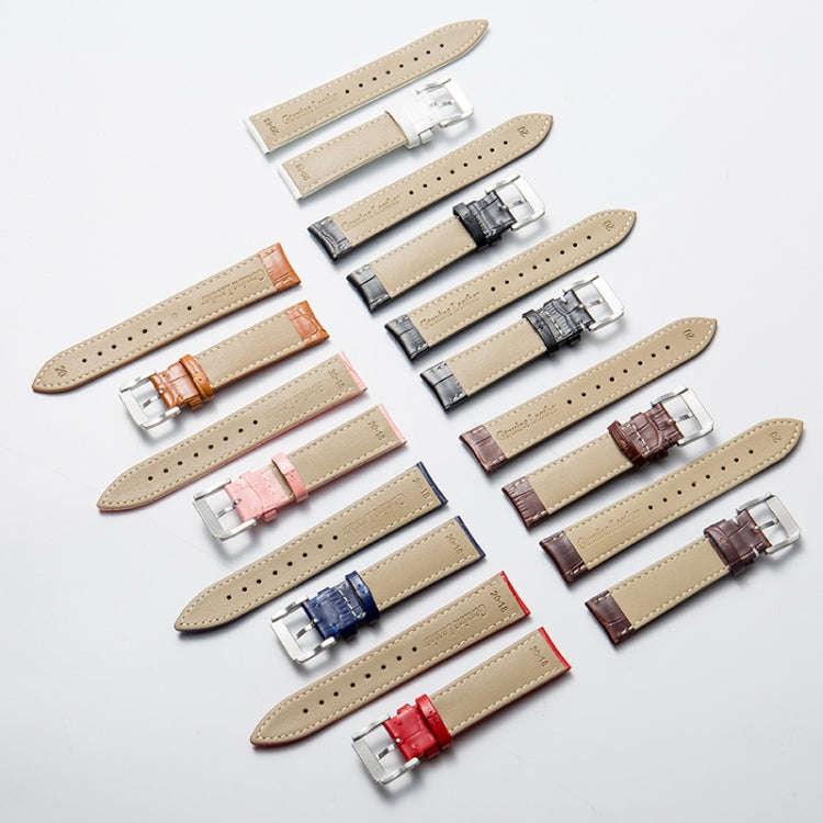 14mm Calf Leather Watch Band(Brown)