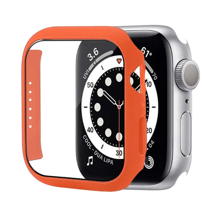 Shockproof PC Protective Case with Tempered Glass Film For Apple Watch Series 9 / 8 / 7 41mm(Orange)