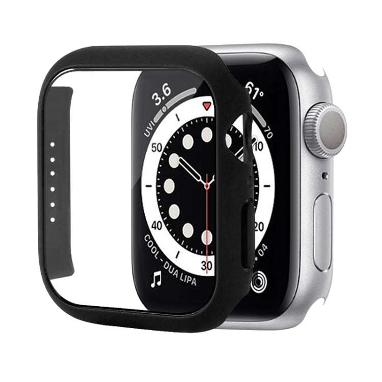 Shockproof PC Protective Case with Tempered Glass Film For Apple Watch Series 9 / 8 / 7 41mm(Black)