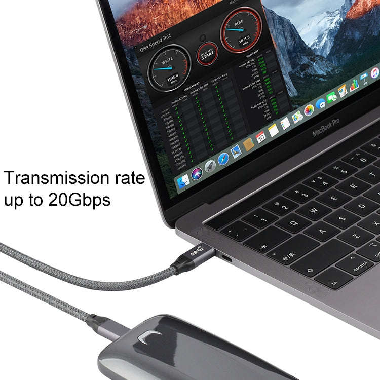 100W USB-C / Type-C Male to USB-C / Type-C Male Full-function Data Cable with E-mark, Cable Lengt...