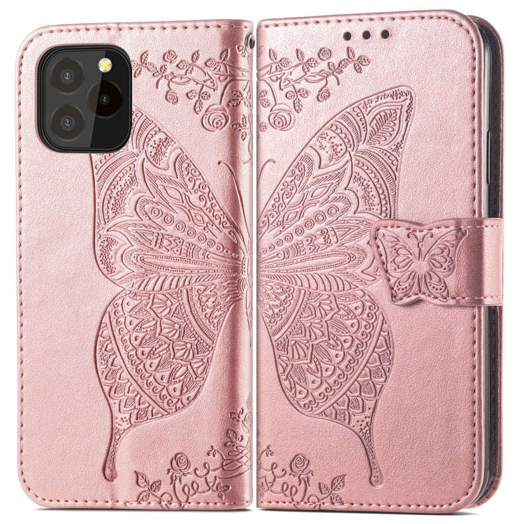 For Oukitel C21 Pro Butterfly Love Flower Embossed Horizontal Flip Leather Case with Holder & Car...