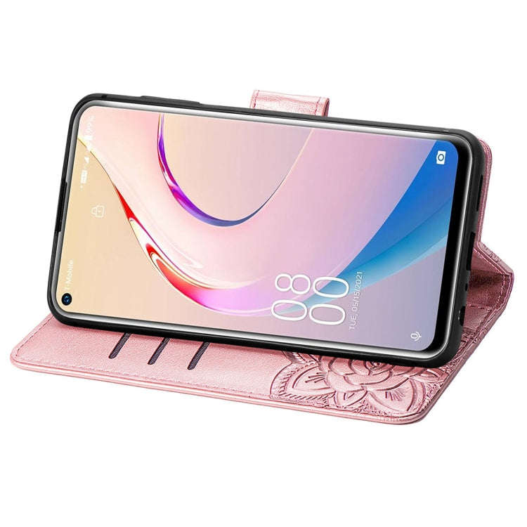For Oukitel C21 Pro Butterfly Love Flower Embossed Horizontal Flip Leather Case with Holder & Car...