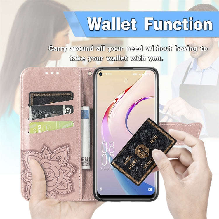For Oukitel C21 Pro Butterfly Love Flower Embossed Horizontal Flip Leather Case with Holder & Car...