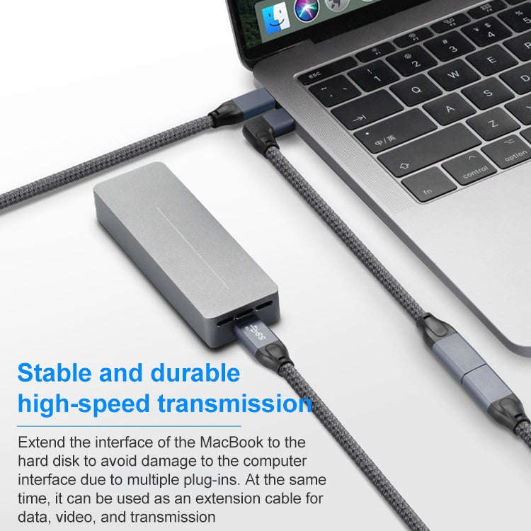 100W USB-C / Type-C Elbow Male to USB-C / Type-C Female Full-function Data Extension Cable, Cable...