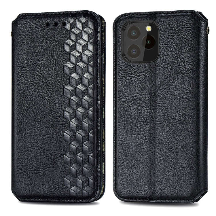 For OUKITEL C21 Pro Cubic Grid Pressed Horizontal Flip Magnetic PU Leather Case with Holder & Car...
