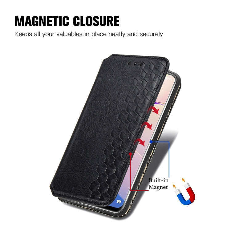 For OUKITEL C21 Pro Cubic Grid Pressed Horizontal Flip Magnetic PU Leather Case with Holder & Car...