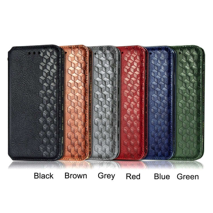 For OUKITEL C21 Pro Cubic Grid Pressed Horizontal Flip Magnetic PU Leather Case with Holder & Car...