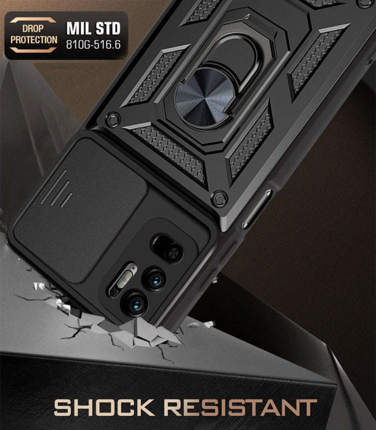 For Xiaomi Redmi Note 10 5G Sliding Camera Cover Design TPU+PC Protective Case(Dark Green)