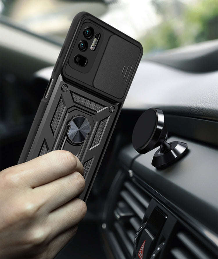 For Xiaomi Redmi Note 10 5G Sliding Camera Cover Design TPU+PC Protective Case(Dark Green)