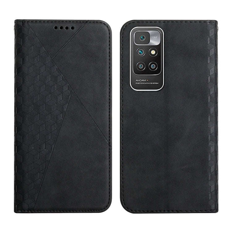 For Xiaomi Redmi 10 Diamond Pattern Splicing Skin Feel Magnetic Horizontal Flip Leather Case with...