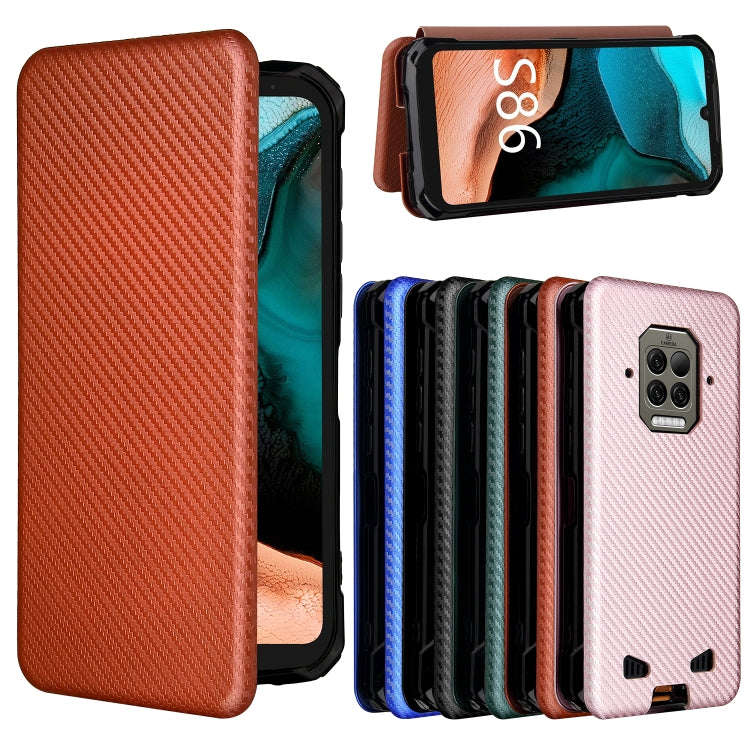 For Doogee S86 / S86 Pro Carbon Fiber Texture Horizontal Flip TPU + PC + PU Leather Case with Car...