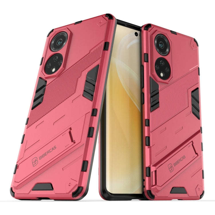 For Huawei nova 9 Punk Armor 2 in 1 PC + TPU Shockproof Case with Invisible Holder(Light Red)