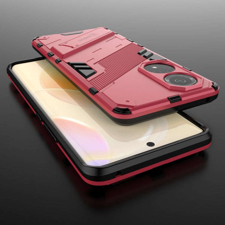 For Huawei nova 9 Punk Armor 2 in 1 PC + TPU Shockproof Case with Invisible Holder(Light Red)