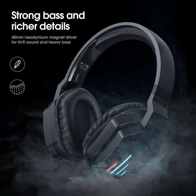 ONIKUMA B60 Bluetooth 5.0 Adjustable Strong Bass Gaming Wireless Bluetooth Headset with Microphon...