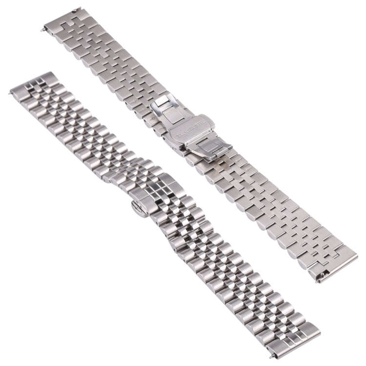 22mm Five-bead Stainless Steel Watch Band(Silver)