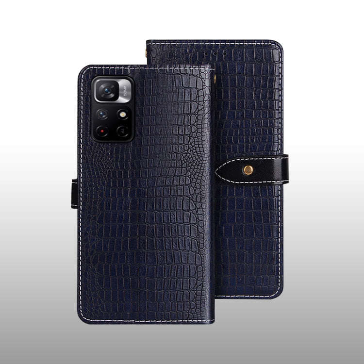For Xiaomi Redmi Note 11 idewei Crocodile Texture Horizontal Flip Phone Leather Case(Black)
