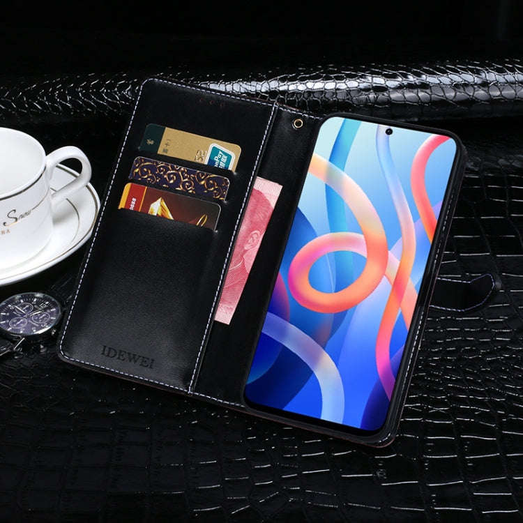 For Xiaomi Redmi Note 11 idewei Crocodile Texture Horizontal Flip Phone Leather Case(Black)