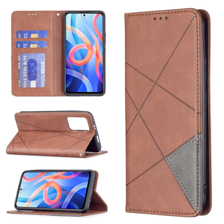 For Xiaomi Redmi Note 11 5G Prismatic Invisible Magnetic Leather Phone Case(Brown)