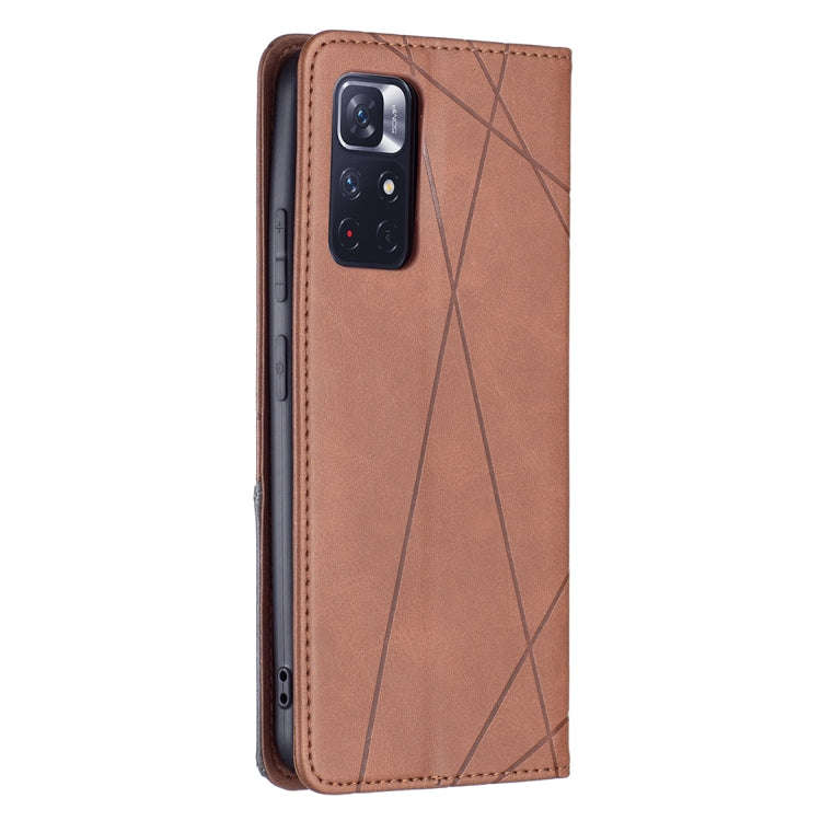 For Xiaomi Redmi Note 11 5G Prismatic Invisible Magnetic Leather Phone Case(Brown)