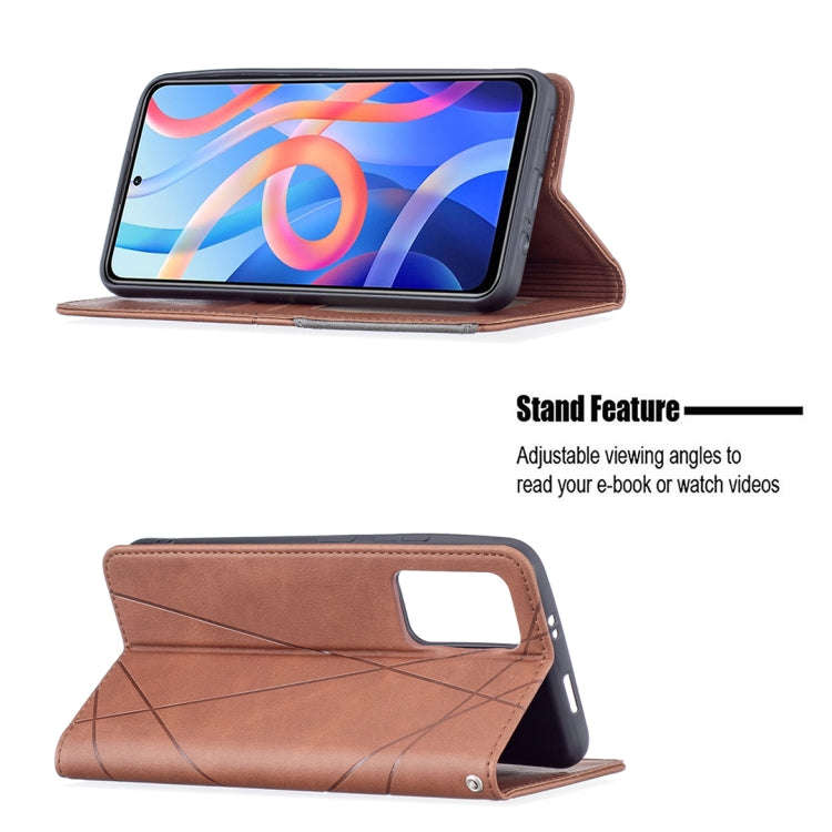 For Xiaomi Redmi Note 11 5G Prismatic Invisible Magnetic Leather Phone Case(Brown)