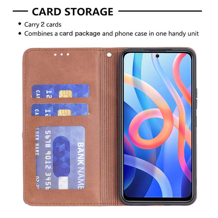 For Xiaomi Redmi Note 11 5G Prismatic Invisible Magnetic Leather Phone Case(Brown)