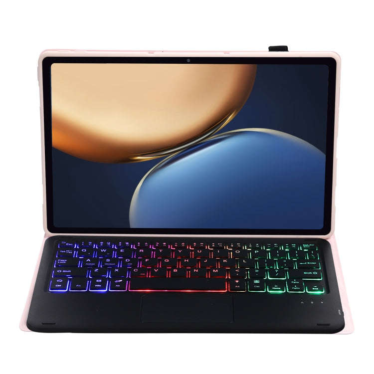 AHV7-AS Lambskin Texture Tri-color Backlight Bluetooth Keyboard Leather Tablet Case with Touchpad...