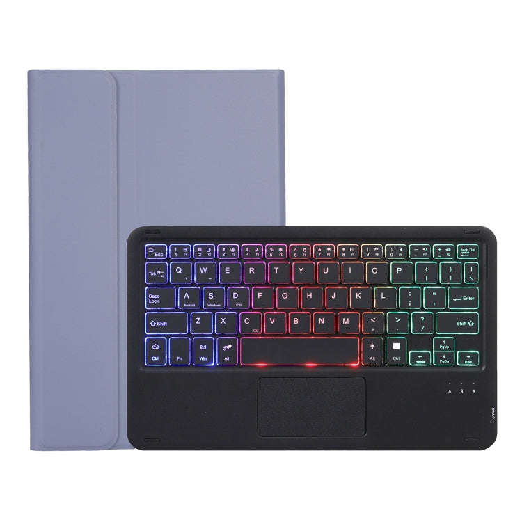 AHV7-AS Lambskin Texture Tri-color Backlight Bluetooth Keyboard Leather Tablet Case with Touchpad...