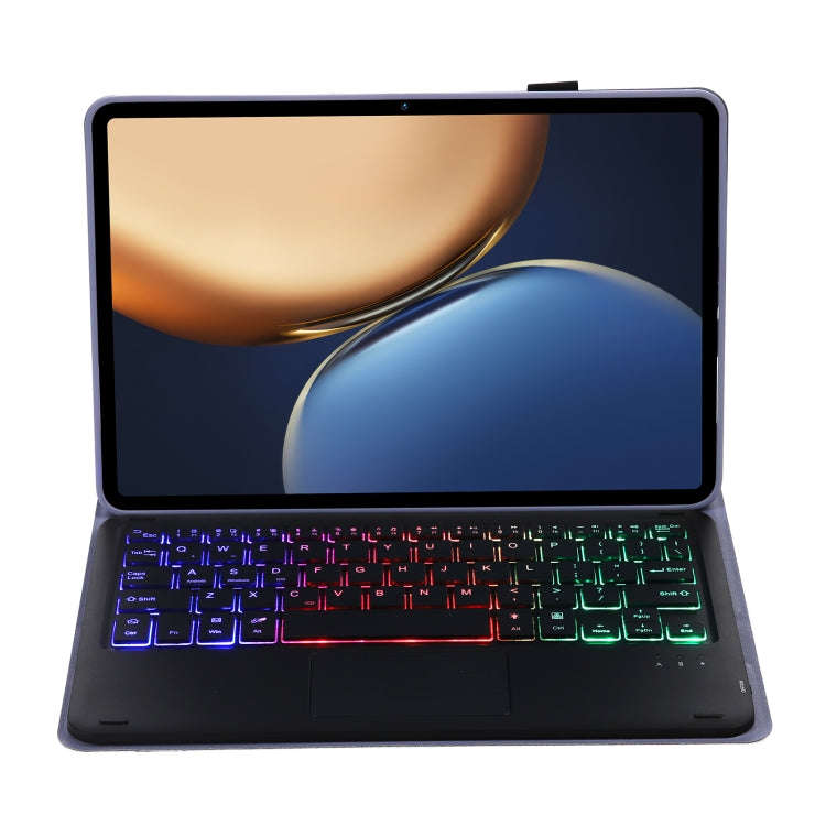 AHV7-AS Lambskin Texture Tri-color Backlight Bluetooth Keyboard Leather Tablet Case with Touchpad...