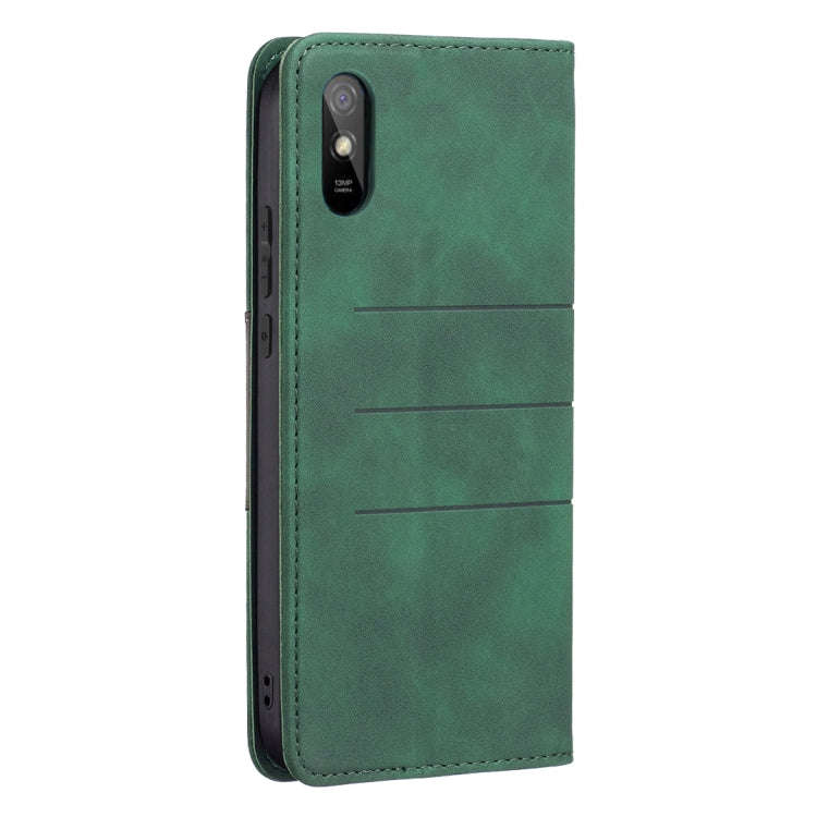 For Xiaomi Redmi 9A Magnetic Splicing Leather Phone Case(Green)