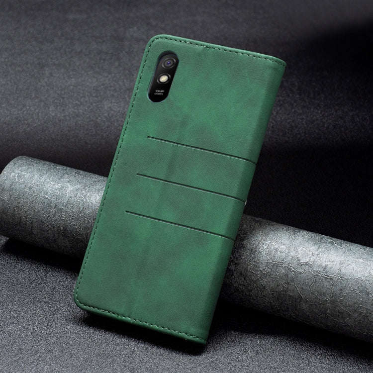 For Xiaomi Redmi 9A Magnetic Splicing Leather Phone Case(Green)
