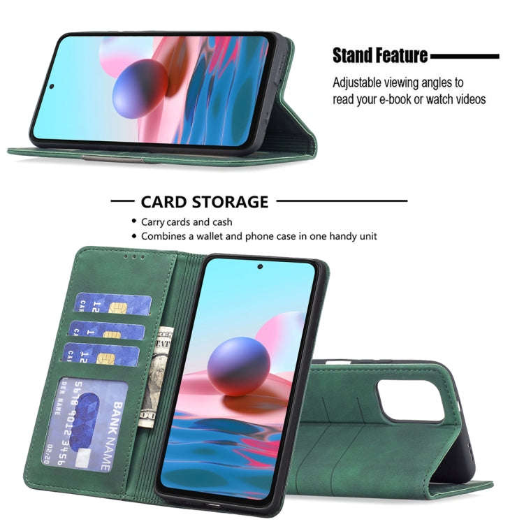 For Xiaomi Redmi Note 10 4G / 10S Magnetic Splicing Leather Phone Case(Green)