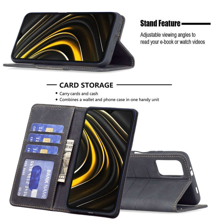 For Xiaomi Poco M3 / Redmi Note 9 4G Magnetic Splicing Leather Phone Case(Black)