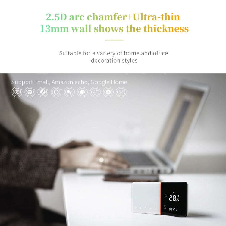 BHT-005-GALW 220V AC 3A Smart Home Heating Thermostat for EU Box, Control Water Heating with Only...