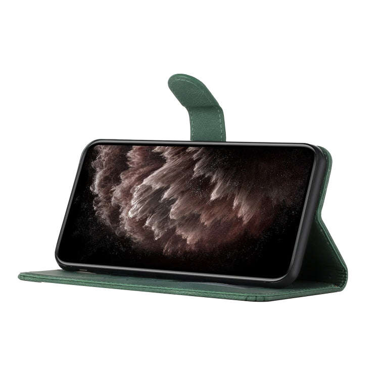 For Huawei P40 Lite Cubic Skin Feel Flip Leather Phone Case(Dark Green)